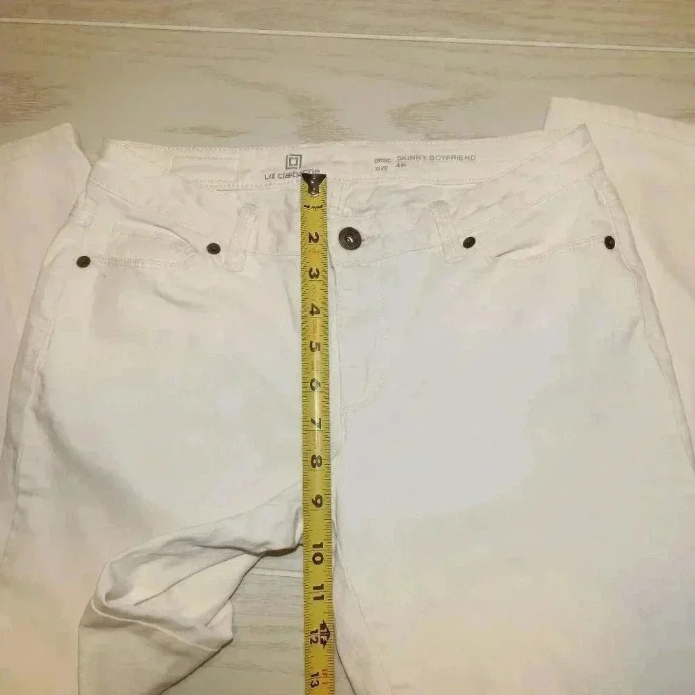 Liz Claiborne Skinny Boyfriend, White jean, Size 4P - Picture 2 of 9